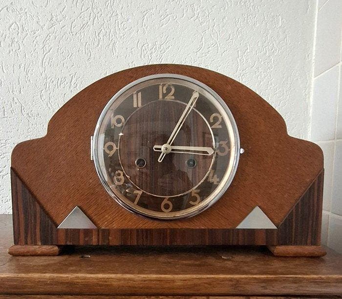 Pendule - Art Deco - Eik - 1930-1940 - Art deco pendule, Antiek en Kunst, Antiek | Klokken