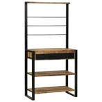 vidaXL Keukenrek Bruin en Zwart 80 x 40 x 160 cm Massief, Verzenden, Nieuw