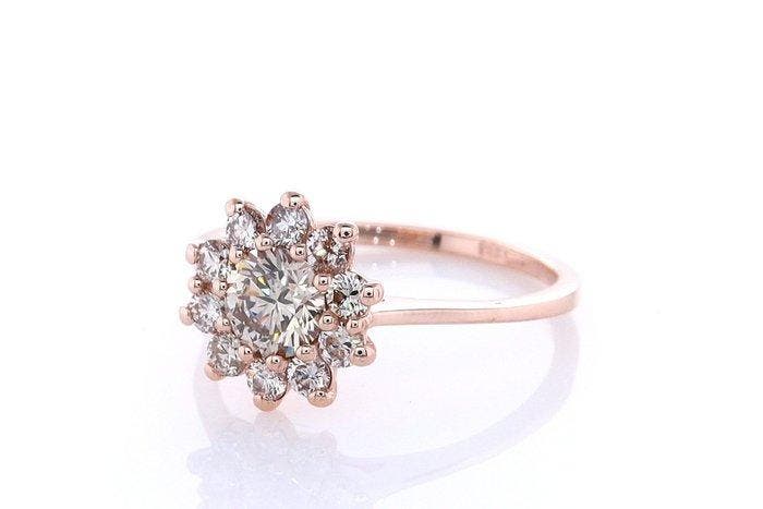 Zonder minimumprijs - Ring - 14 karaat Roségoud - 0.87ct., Bijoux, Sacs & Beauté, Bagues