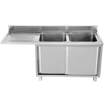 Spoeltafel | RVS | 2 Spoelbakken (Rechts) + Afdruipvlak |, Verzenden, Nieuw in verpakking