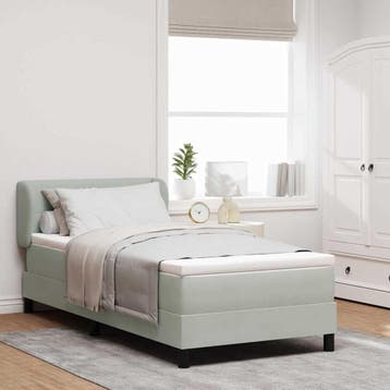 vidaXL Boxspring bed met hoofdeinde Lichtgrijs 80 x 200 cm, Verzenden