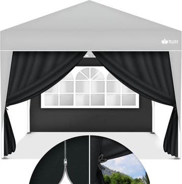 Zijwand voor paviljoen - 3x3m - 2 stuks - Zwart - Tillvex®, Verzenden, Nieuw