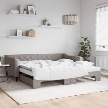 vidaXL Slaapbank met onderschuifbed en matrassen 100x200 cm, Verzenden