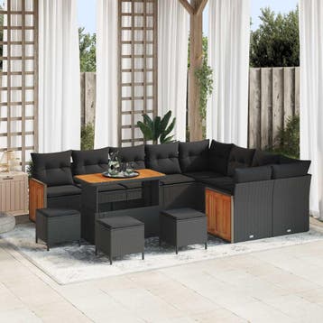 vidaXL Tuinbank Set 13 st 13-Aantal zitplaatsen Zwart, Verzenden