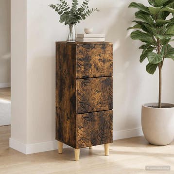 vidaXL Ladekast Gerookt eiken 33 x 34,5 x 90 cm Bewerkt hout, Verzenden