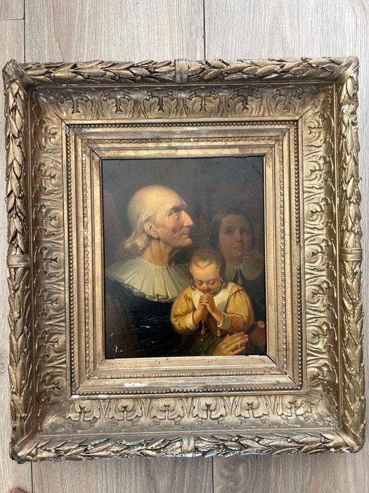 Pieter Gerardus Bernhard (1813 - 1880) - Opa met, Antiquités & Art, Art | Peinture | Classique