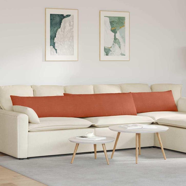 vidaXL Zitkussens 2 pcs Rood Oranje 200 x 40 cm Corduroy, Huis en Inrichting, Woonaccessoires | Kussens, Nieuw, Verzenden