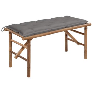 vidaXL Tuinbank inklapbaar met kussen 118 cm bamboe, Verzenden, Nieuw