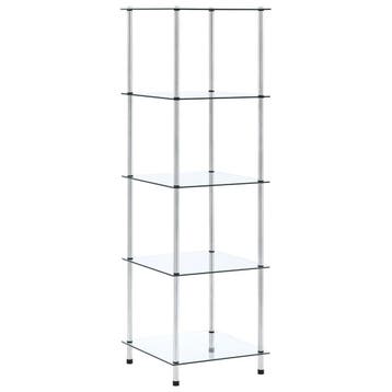 vidaXL Kastje 5-laags 40x40x130 cm gehard glas transparant, Huis en Inrichting, Kasten | Boekenkasten, Verzenden, Nieuw