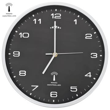vidaXL Wandklok met quartz uurwerk radiogestuurd 31 cm zwart, Huis en Inrichting, Woonaccessoires | Klokken, Verzenden, Nieuw