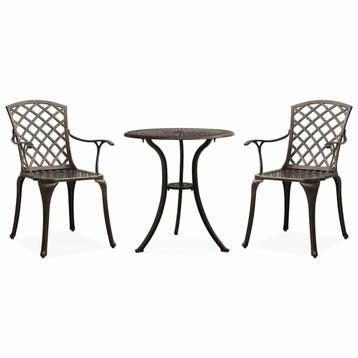 vidaXL 3-delige Bistroset gietaluminium bronskleurig, Verzenden, Nieuw