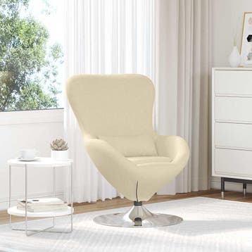 vidaXL Eivormige stoel Crème 63 x 73 x 90 cm Stof, Verzenden, Nieuw