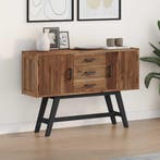 vidaXL TV Stand met lade Naturel 110 x 30 x 75 cm Massief, Huis en Inrichting, Verzenden, Nieuw