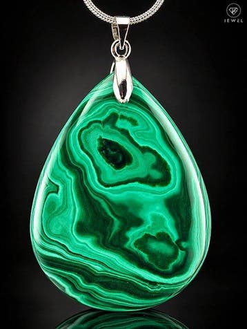 Tranenvormige Malachiet Ketting - 925 Sterling Zilver -