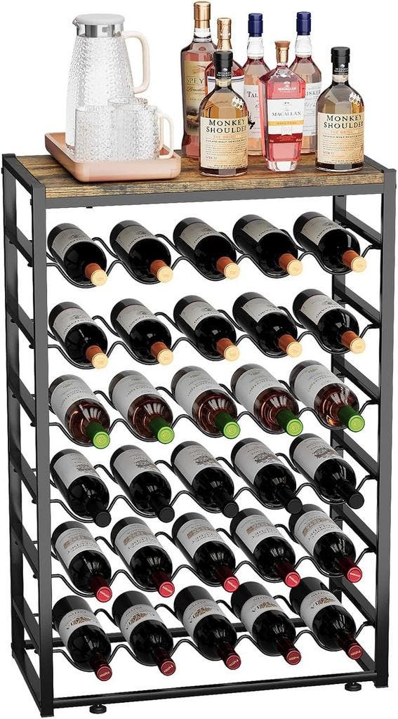 Wijnrek 59cm met houten blad | 42% korting | Retour deal, Maison & Meubles, Accessoires pour la Maison | Porte-bouteilles, Envoi