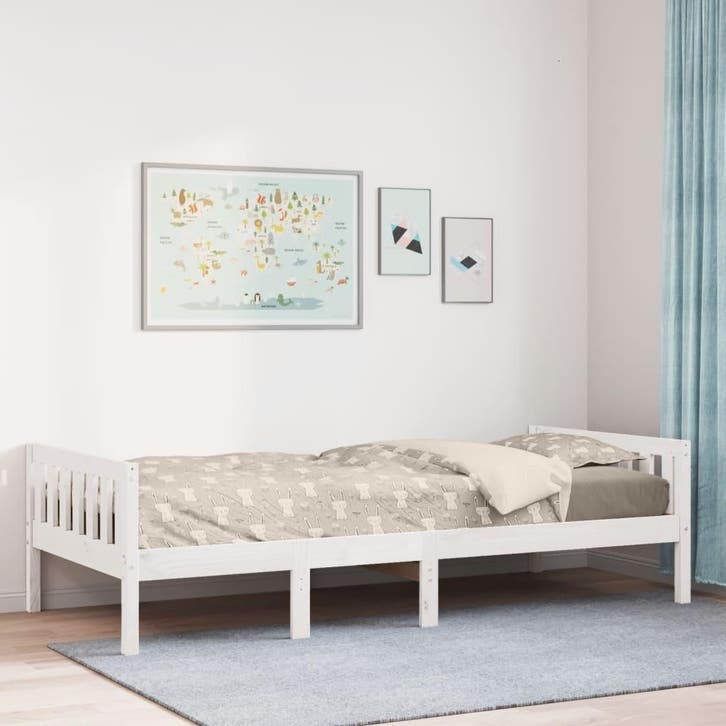vidaXL Kinderbed zonder matras massief grenenhout wit 75x190, Maison & Meubles, Chambre à coucher | Lits, Envoi