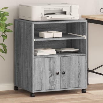vidaXL Printerkastje met wielen 60x48x74 cm grijs sonoma, Verzenden, Nieuw