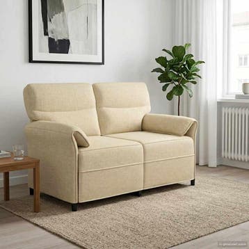 vidaXL 2-Zits Sofa 2-zits Crèmekleurig 138 x 83 x 95 cm Stof, Verzenden, Nieuw