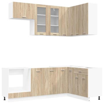 vidaXL Keuken Eenheid LYON 8 st Sonoma Eiken Bewerkt hout, Huis en Inrichting, Verzenden, Nieuw