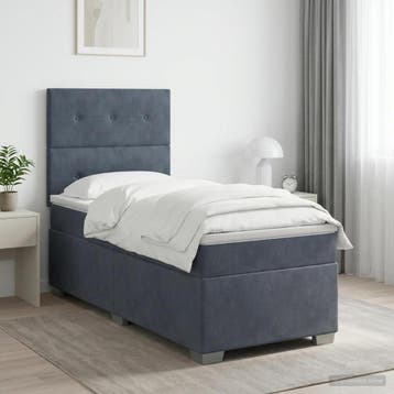vidaXL Boxspringbed met matras Donkergrijs 80 x 200 cm, Verzenden, Nieuw