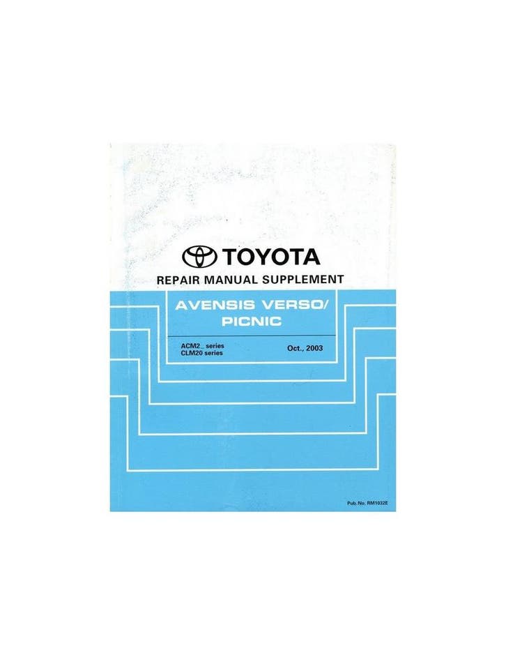 2004 TOYOTA AVENSIS VERSO & PICNIC WERKPLAATSHANDBOEK ENGELS, Auto diversen, Handleidingen en Instructieboekjes, Ophalen of Verzenden