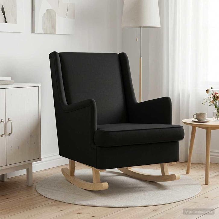 vidaXL Schommelstoel Zwart 62 x 80 x 85 cm Stof, Huis en Inrichting, Stoelen, Nieuw, Verzenden