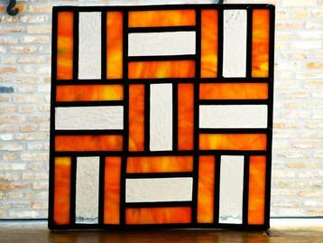 Art Deco Glas-in-loodraam - Handvervaardigd - 1970-1980 -, Antiek en Kunst