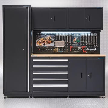 Datona Werkbank garage 160 cm met zijkast - Datona - Zwart, Ophalen of Verzenden