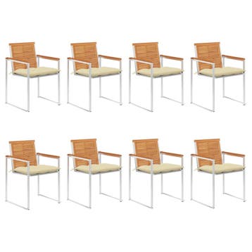 vidaXL Tuinstoelen 8 st met kussens massief acaciahout, Tuin en Terras, Tuinstoelen, Verzenden, Nieuw