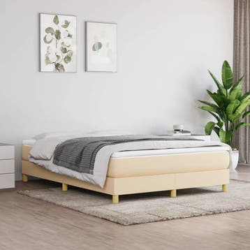 vidaXL Boxspring bed stof crèmekleurig 140x200 cm, Verzenden, Nieuw