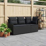 vidaXL Tuinstoel met Armleuning en Hoekbank 2 Stuk Zwart PE, Tuin en Terras, Verzenden, Nieuw