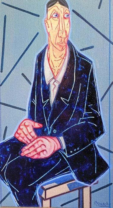 Peter Krusche - Der blaue Anzug, Antiek en Kunst, Kunst | Schilderijen | Modern