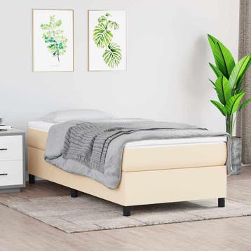 vidaXL Boxspring met matras stof crèmekleurig 90x200 cm, Verzenden, Nieuw