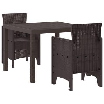 vidaXL Tuin Eettafel Set 3 st Bruin Polypropyleen, Verzenden, Nieuw
