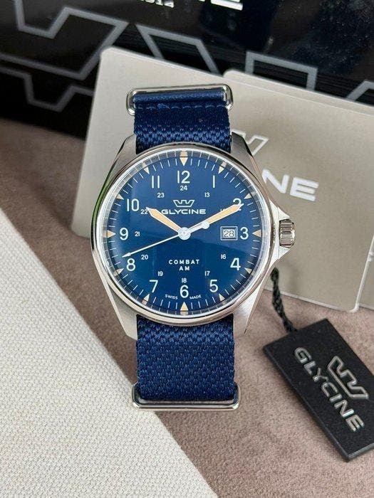 Glycine - Combat 6 Vintage Automatic Blue Date - GL0457 -, Handtassen en Accessoires, Horloges | Heren