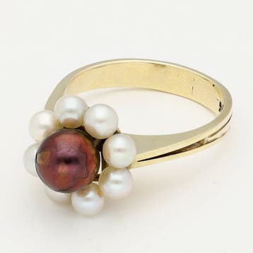 Ring - 14 karaat Geel goud Parel, Nieuw