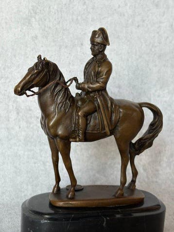 Statue, sculptuur van Napoleon op paard - 18.5 cm - Bronze,