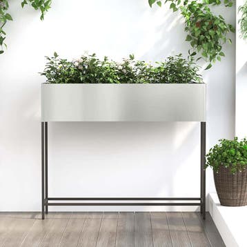 vidaXL Verhoogde Tuin Plantenbak Zilver 100 x 26 x 82 cm, Verzenden