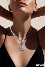 Halsketting - 14 karaat Witgoud - 32.48ct. tw. Diamant, Handtassen en Accessoires, Kettingen, Nieuw