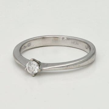Zonder minimumprijs - Ring - 14 karaat Witgoud Diamant, Handtassen en Accessoires, Ringen, Nieuw