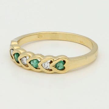 Bague - 18 carats Or jaune Diamant (Naturelle) - émeraude, Bijoux, Sacs & Beauté