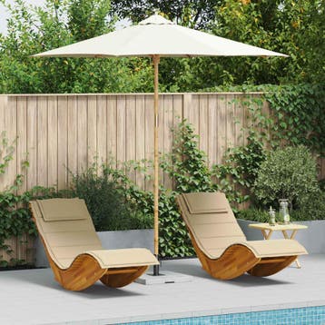 vidaXL Tuinparasol Ø 270 x 260 cm Bamboe Rond Crèmewit, Verzenden
