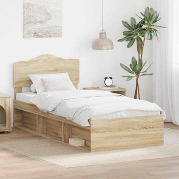 vidaXL Bedframe Sonoma Eik 75 x 190 cm Massief grenenhout, Verzenden, Nieuw