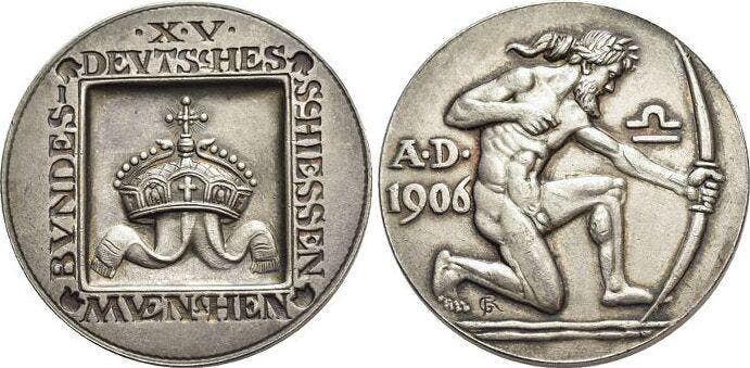 Ar-medaille 1906 Bayern-muenchen, Stadt, Timbres & Monnaies, Pièces & Médailles, Envoi