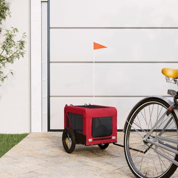 vidaXL Hondenfietstrailer oxford stof en ijzer rood en zwart, Verzenden