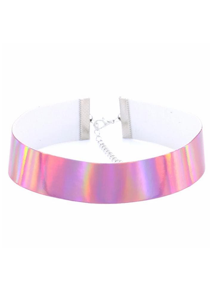 Choker Roze Iridescent Holografische Ketting Halsband Collar, Handtassen en Accessoires, Kettingen, Roze, Nieuw, Ophalen of Verzenden