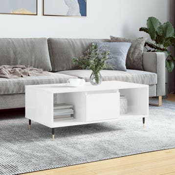 vidaXL Salontafel 90x50x36,5 cm bewerkt hout hoogglans wit, Verzenden