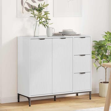 vidaXL Dressoir Hoogglans wit 89,5 x 33 x 82 cm Bewerkt hout, Verzenden, Nieuw