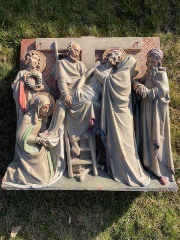 Frans Devriendt - Statue, 13e kruisweg - 82 cm - Terre cuite, Antiek en Kunst