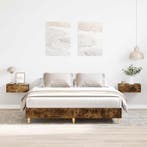 vidaXL Bedframe zonder matras 140x200 cm spaanplaat gerookt, Verzenden, Nieuw
